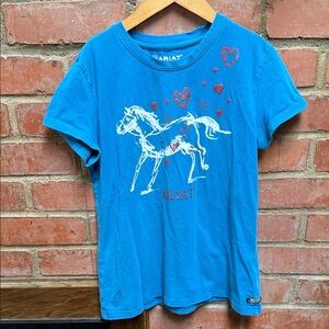 Ariat Kids Blue Tee with Horse and Heart Design